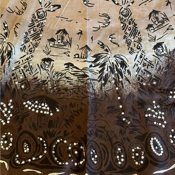 Millennium Brown Cotton Full Circle Brown Tropical Print and Sequin Skirt M/L - Picture 3 of 9